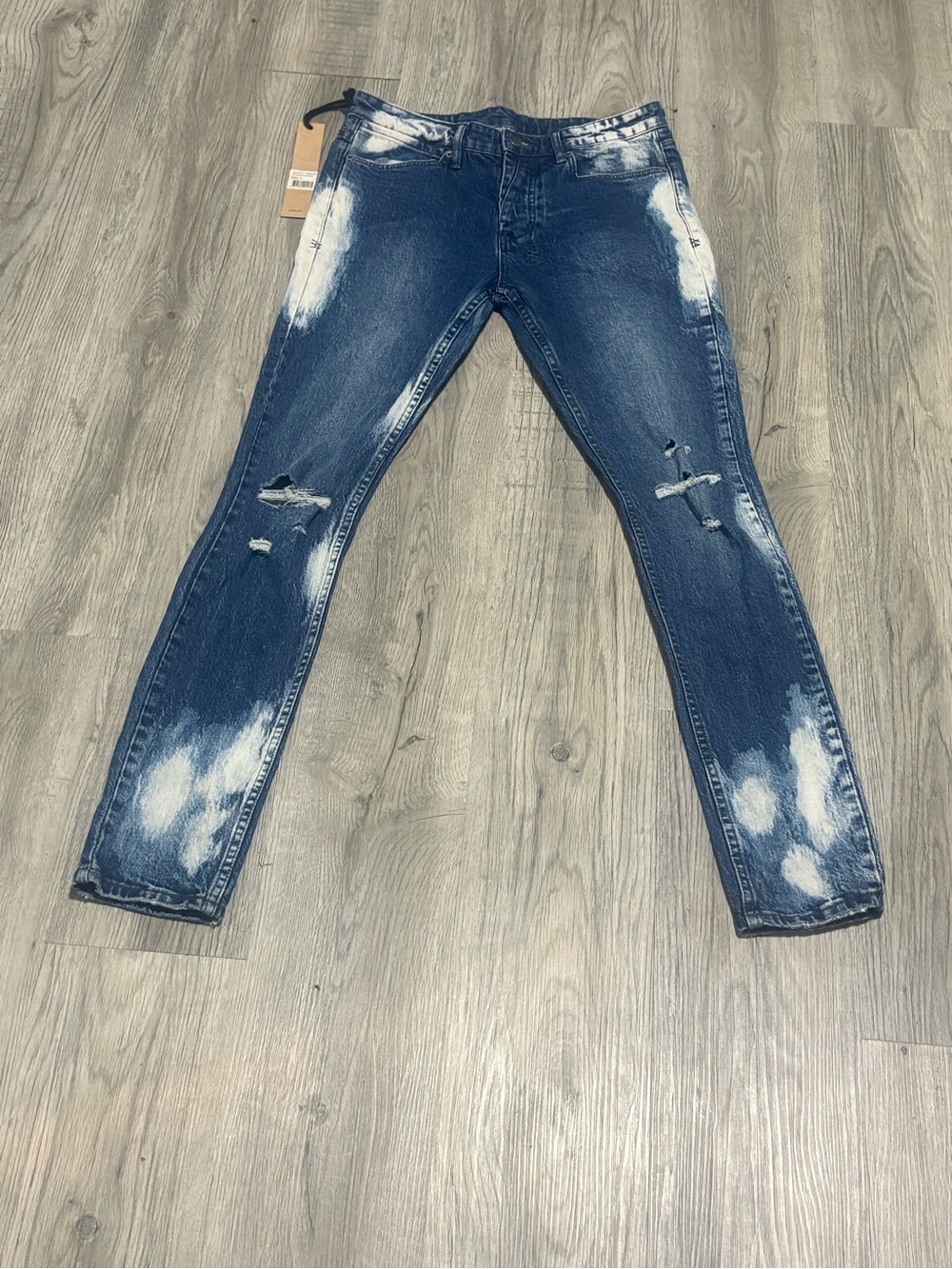 Ksubi Men's Skinny Distressed Denim in Blue with Bleach Accents